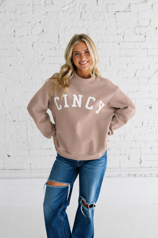 Cincy Mockneck - Cashew/White (PREORDER)