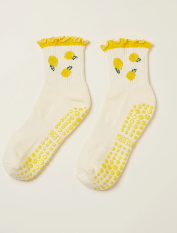 Lemon Ruffle Grip Socks