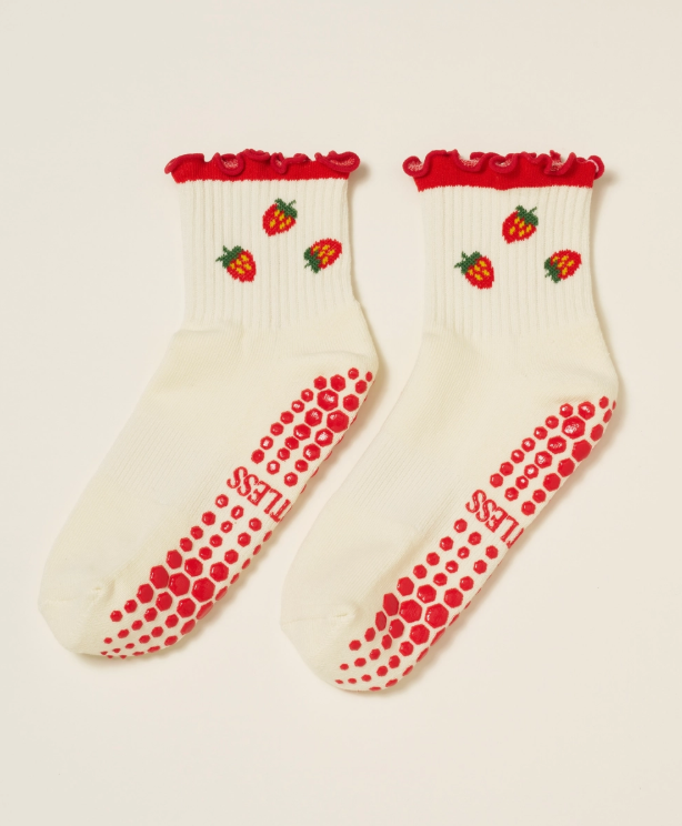 Strawberry Ruffle Grip Socks