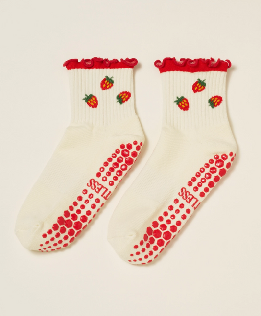 Strawberry Ruffle Grip Socks