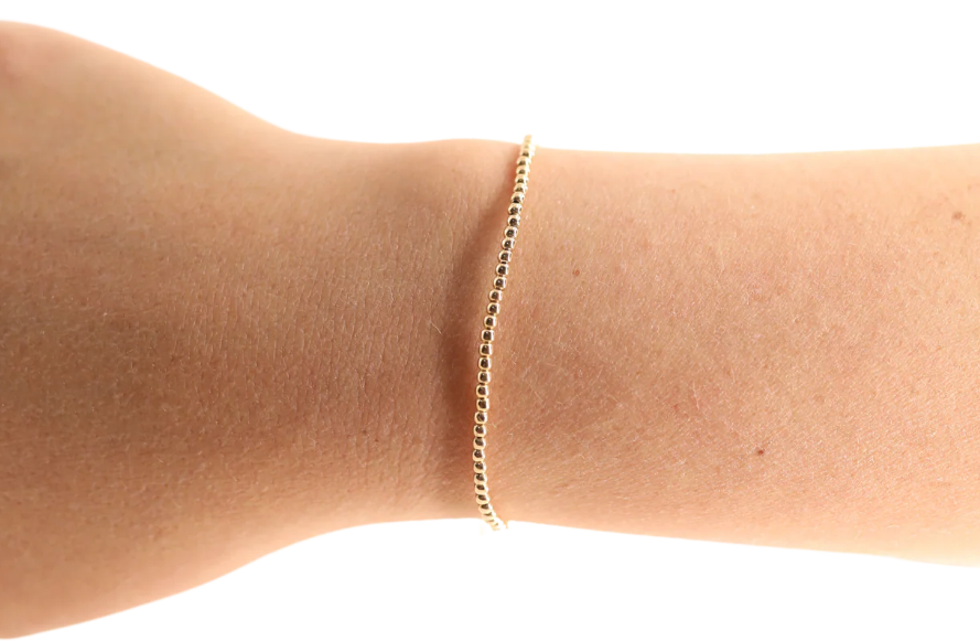 2mm Gold Beaded Bracelet