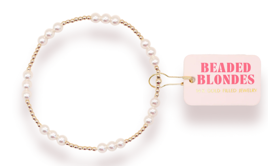 ILY Pearl + Gold Beaded Bracelet