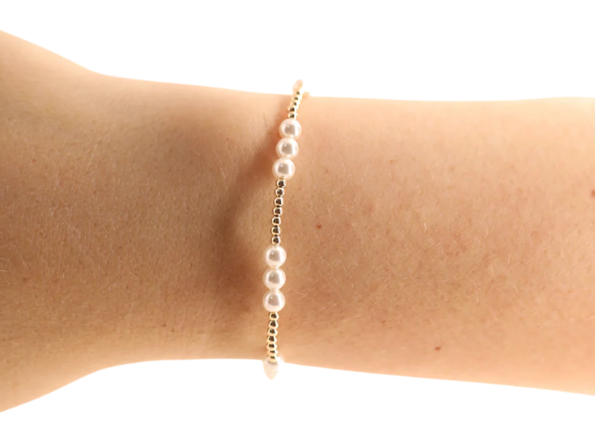 ILY Pearl + Gold Beaded Bracelet