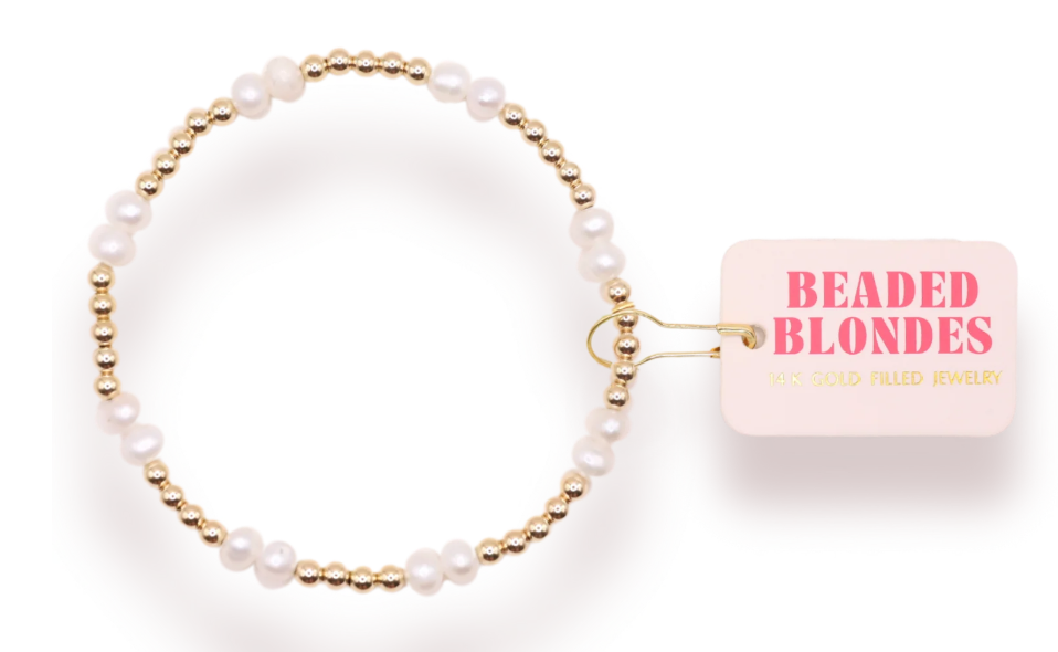 Coastal Pearl + Gold Beaded Bracelet