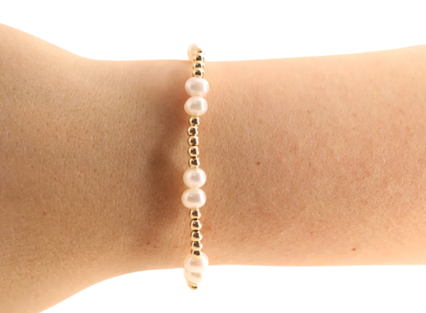 Coastal Pearl + Gold Beaded Bracelet