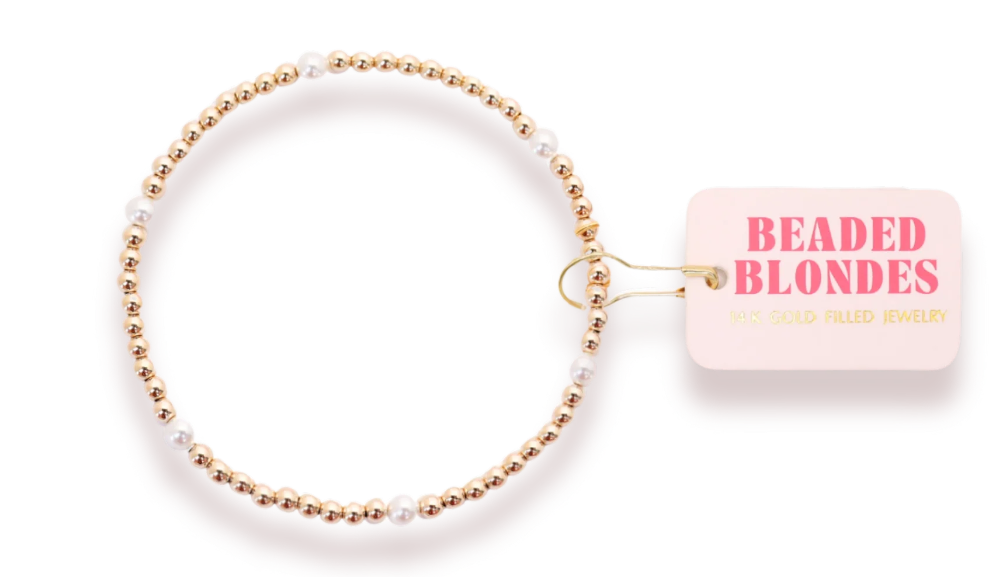 Madi Pearl + Gold Beaded Bracelet