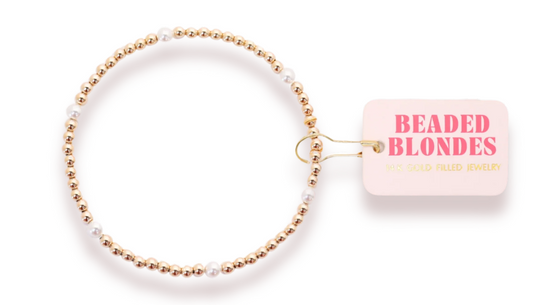 Madi Pearl + Gold Beaded Bracelet