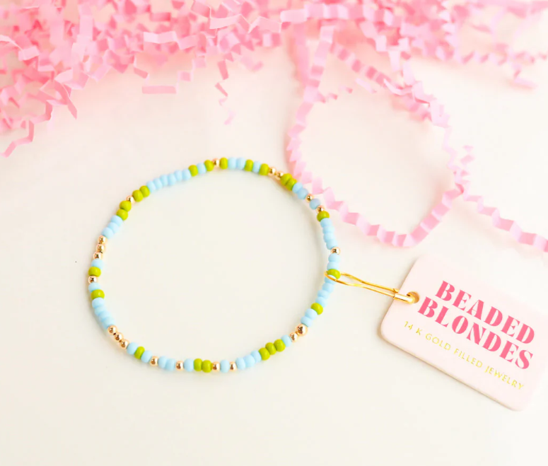 Lime Green + Blue Sprinkle Bracelet