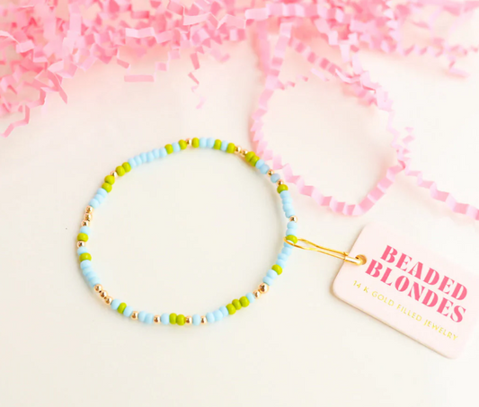 Lime Green + Blue Sprinkle Bracelet