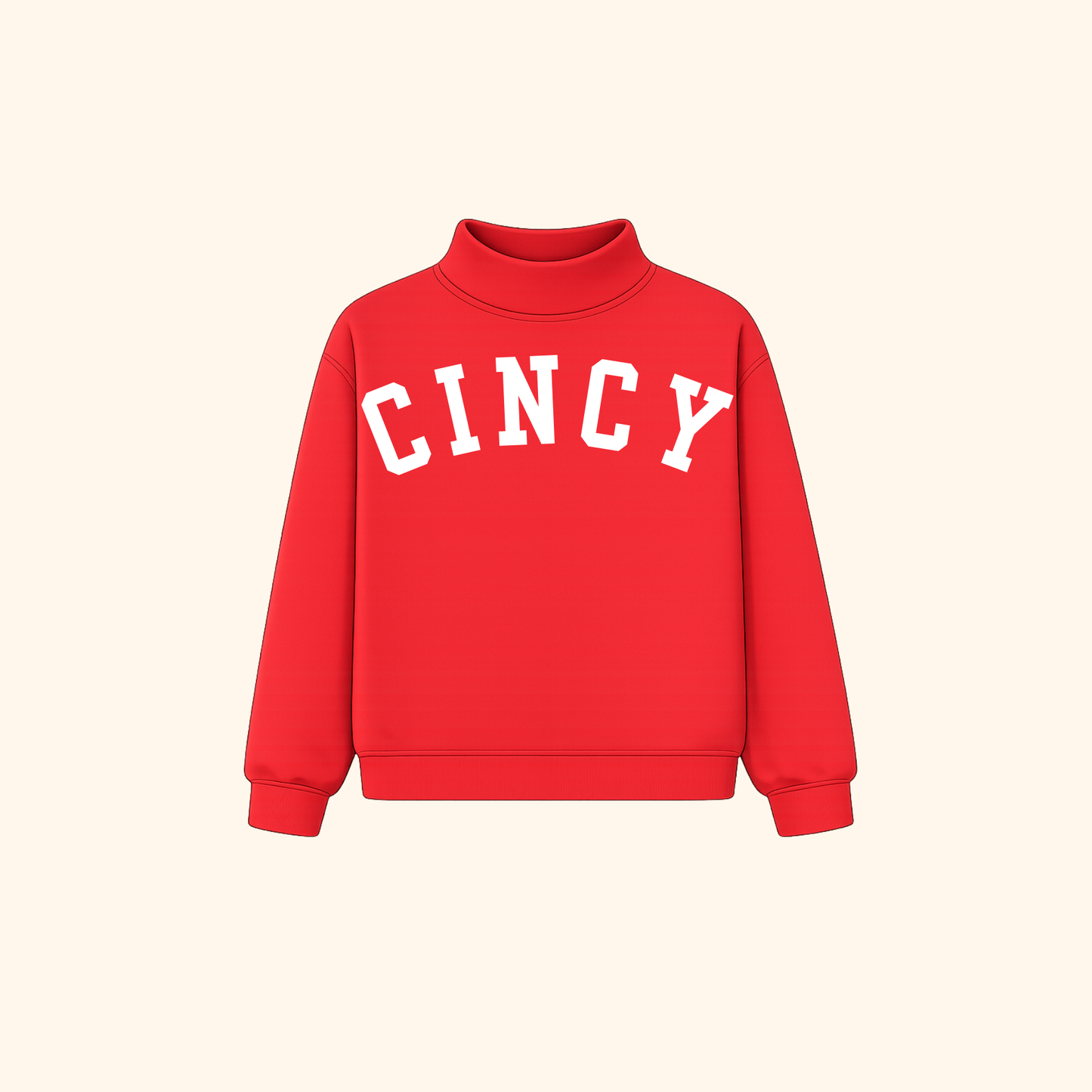 Cincy Mockneck - Red/White (PREORDER)