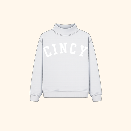 Cincy Mockneck - Ash Gray/White (PREORDER)