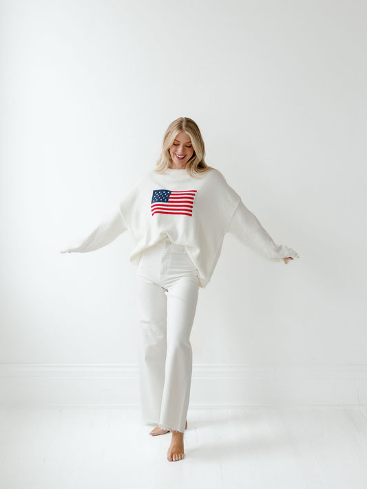 White Americana Sweater
