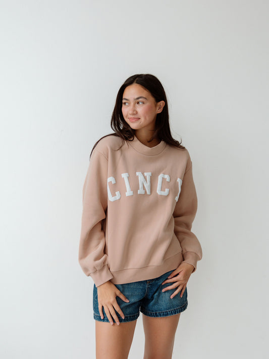 Cincy Mockneck - Cashew/White