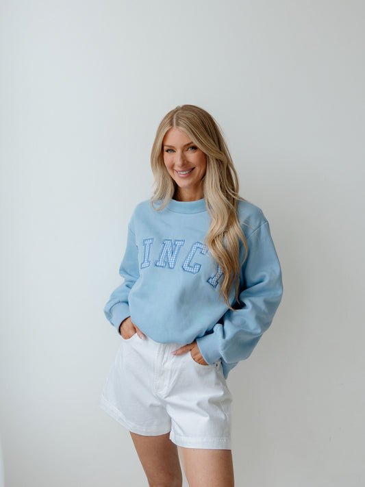 Cincy Mockneck - Pale Blue Gingham (PREORDER)