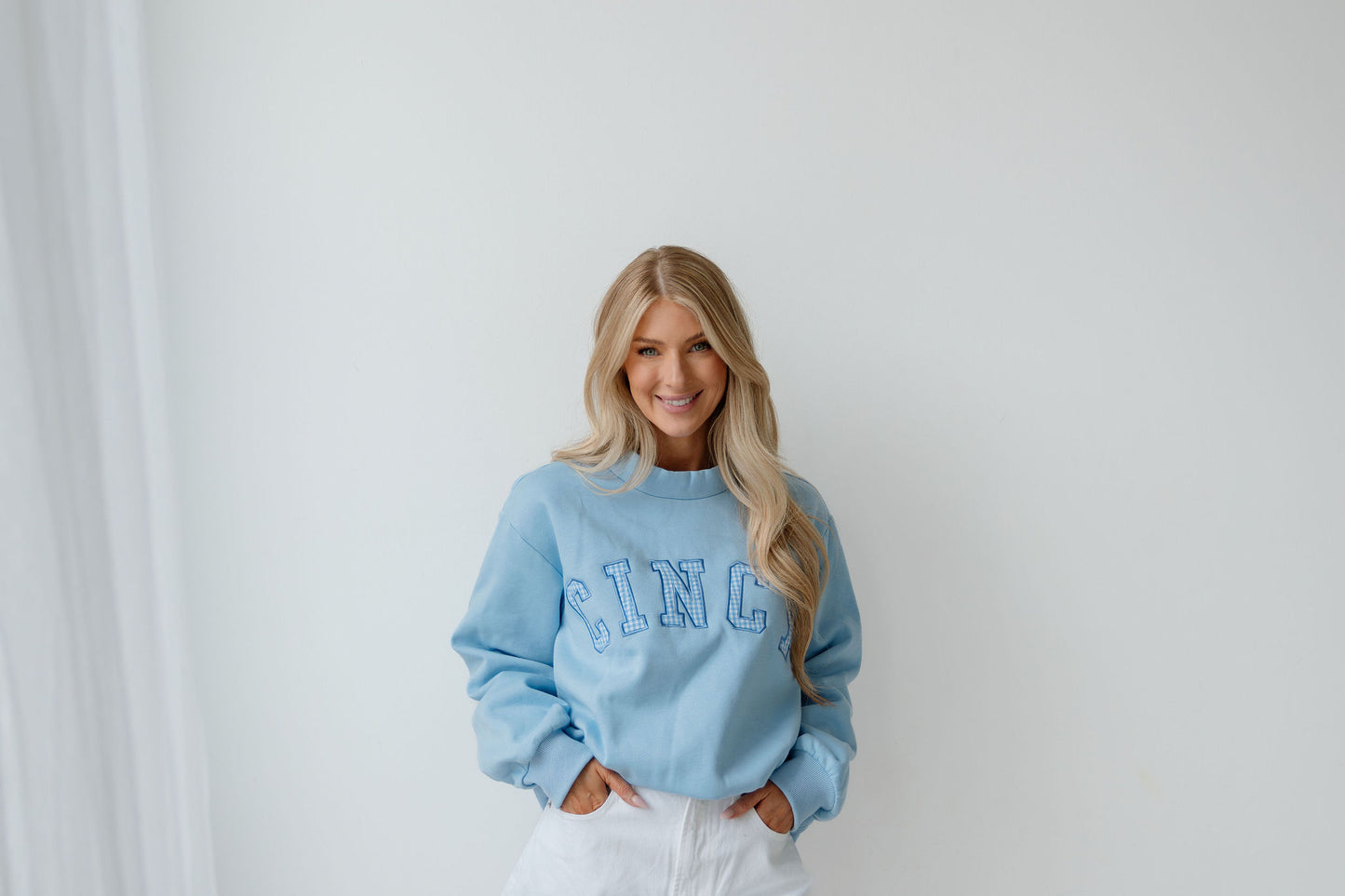 Cincy Mockneck - Pale Blue Gingham