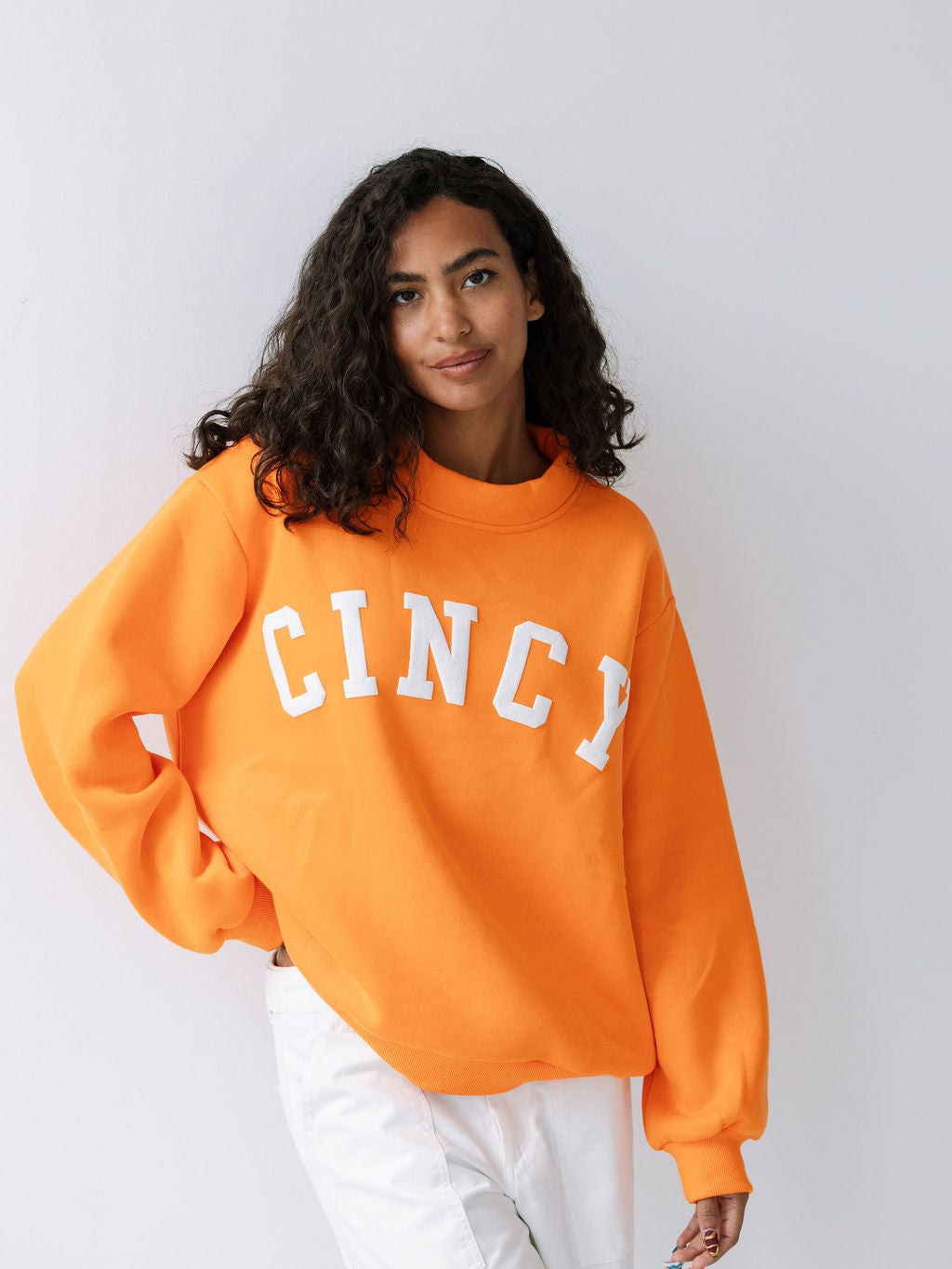 Cincy Mockneck - Orange/White