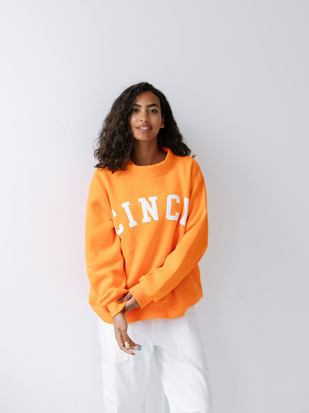 Cincy Mockneck - Orange/White