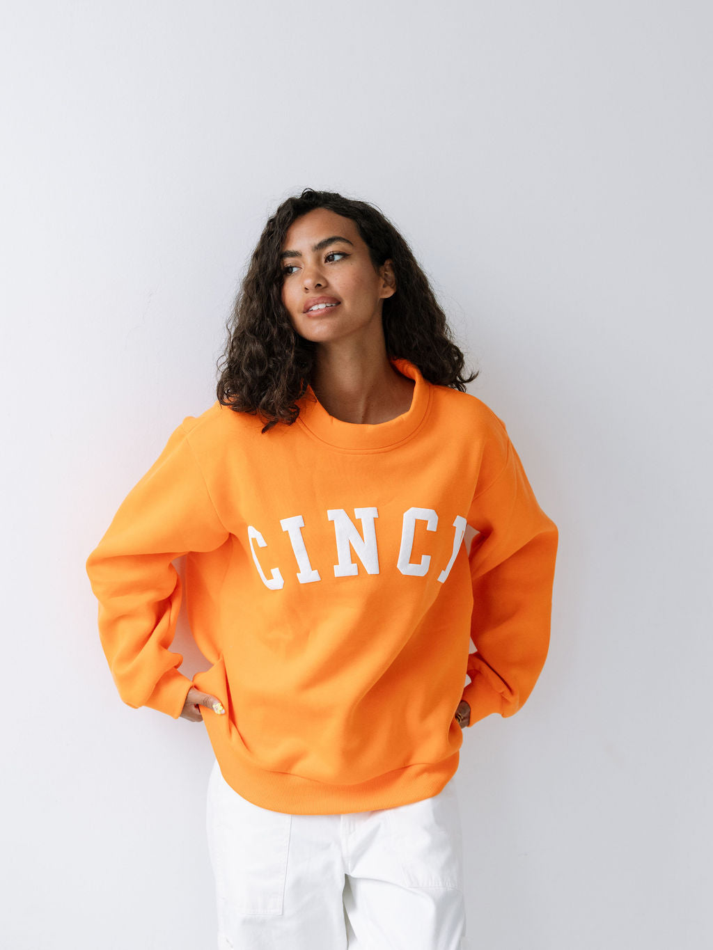 Cincy Mockneck - Orange/White