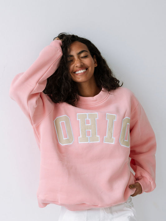 Ohio Mockneck - Pink/Tan