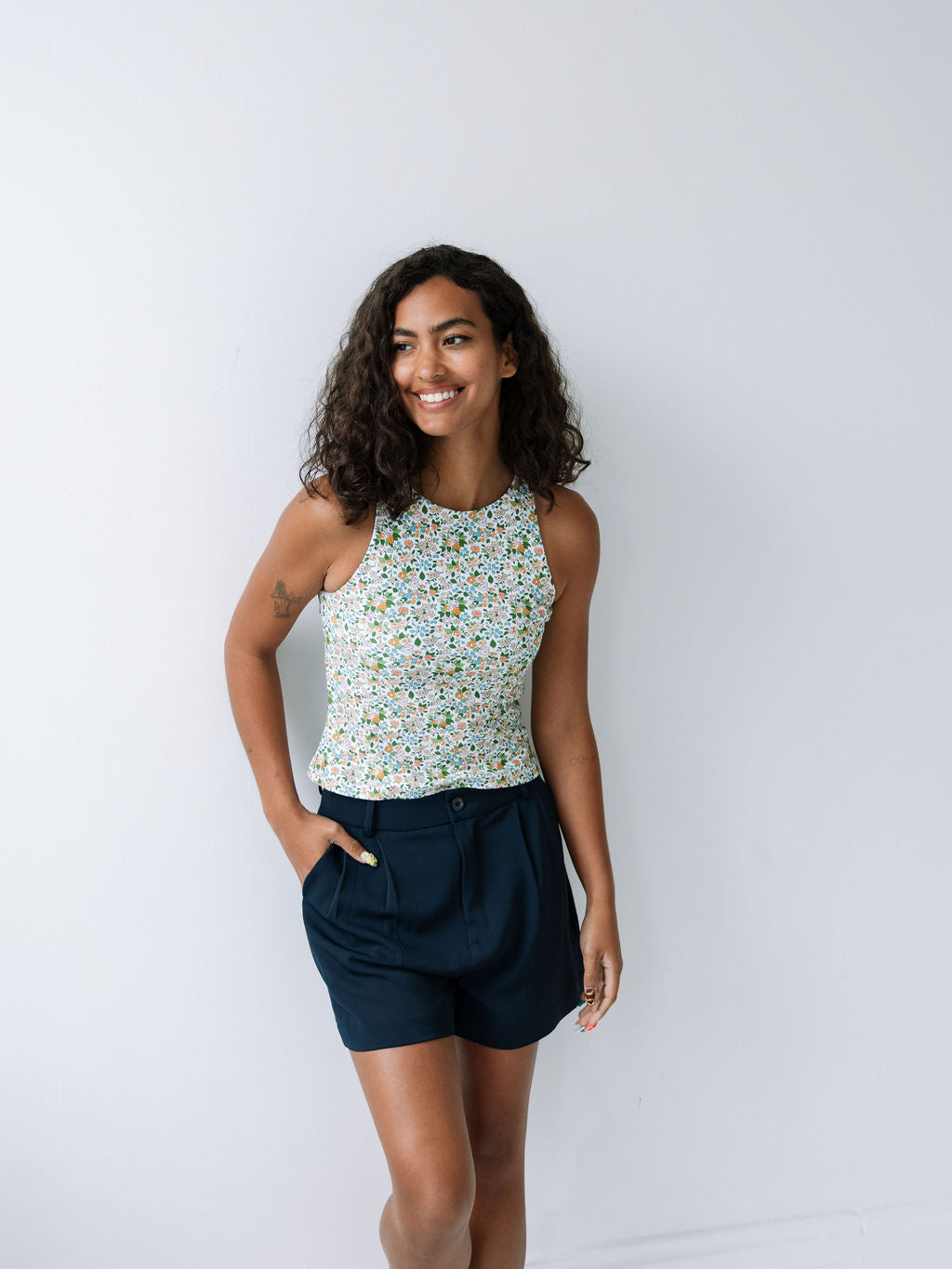 Navy Trouser Shorts