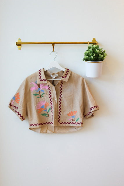 Raya Embroidered Crop Shirt