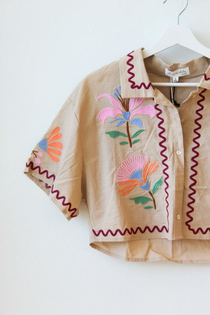 Raya Embroidered Crop Shirt